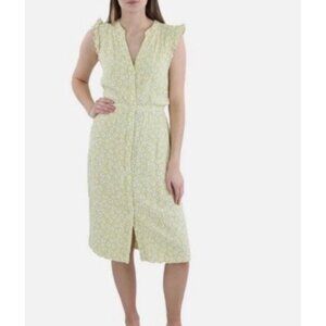 Ann Taylor Women’s Baby Green Ruffled Midi Belted Shirt Dress Size 4‎ Preppy